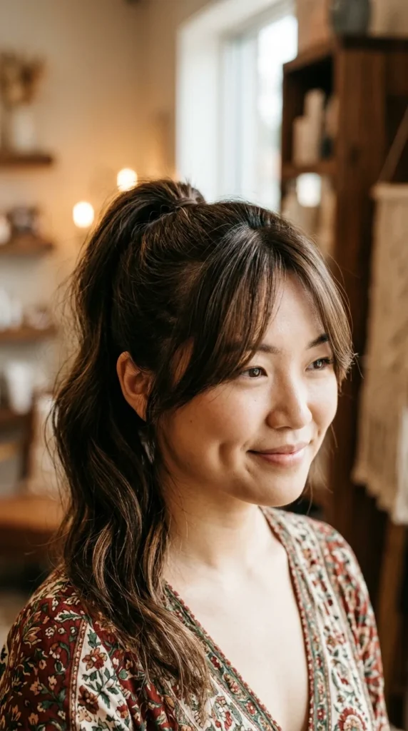 Ponytail with Curtain Bangs