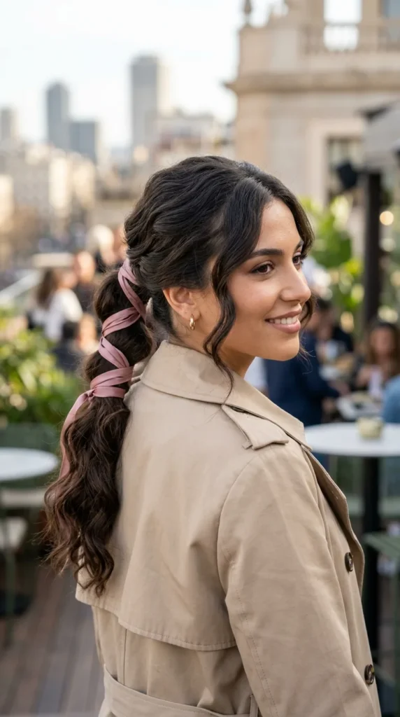 Ribbon-Wrapped Bridesmaid Ponytail