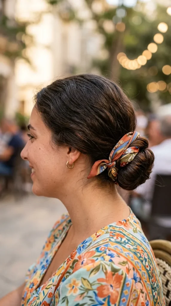 Ribbon-Wrapped Low Chignon Style