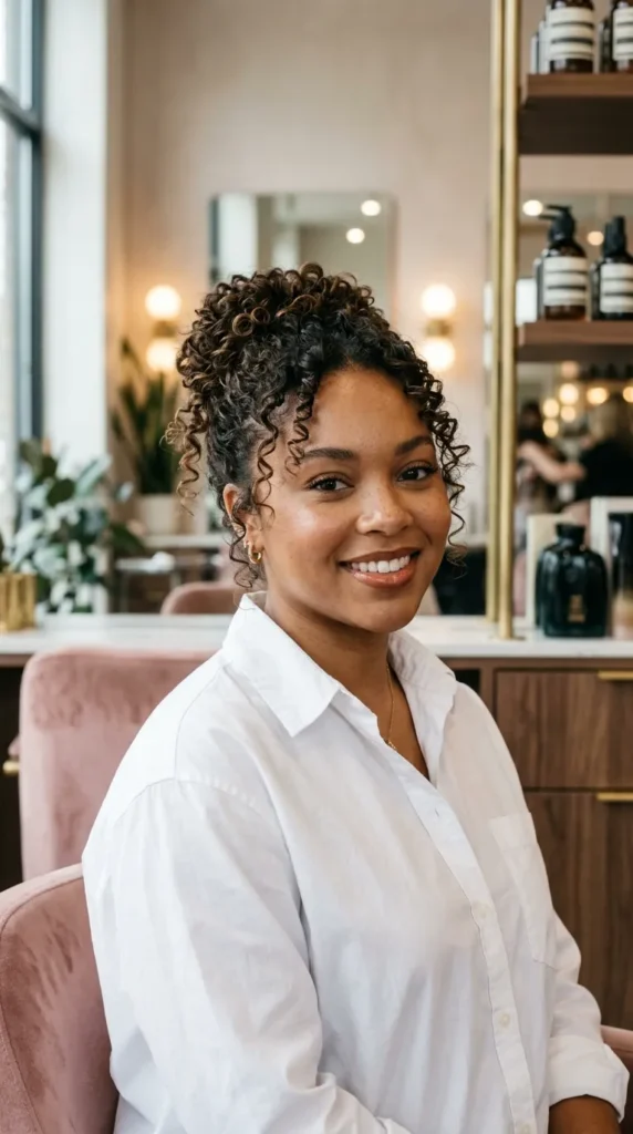 Romantic Curly Bun Style