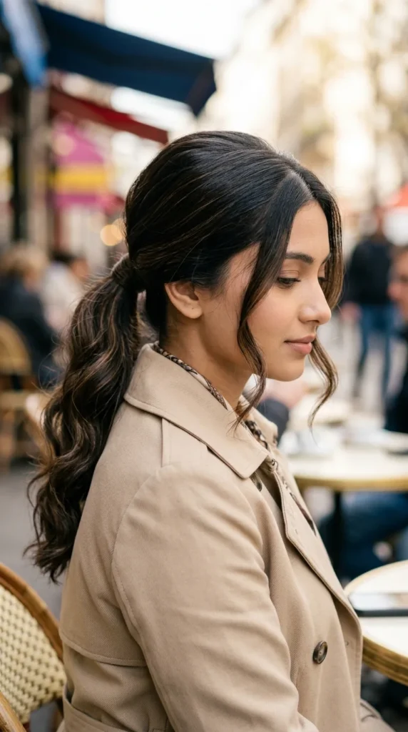 Romantic Low Ponytail with Soft Waves
