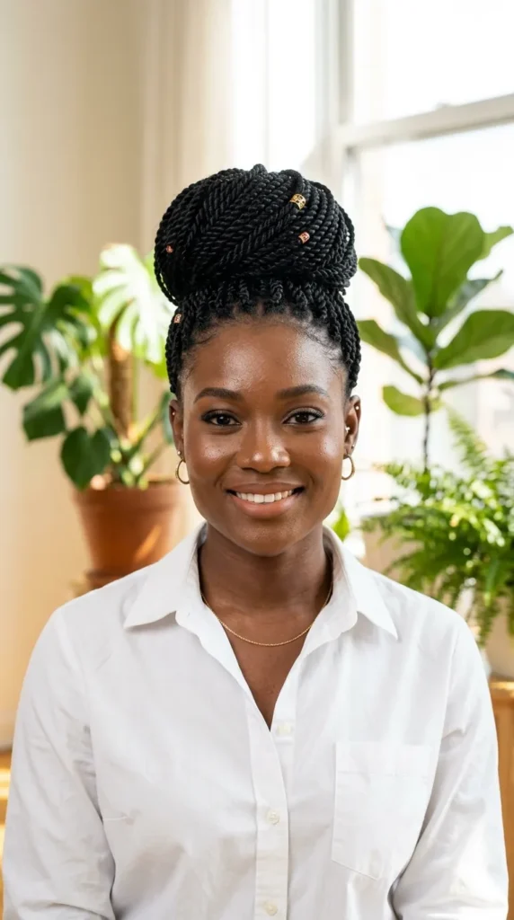 Senegalese Twist Bun Style