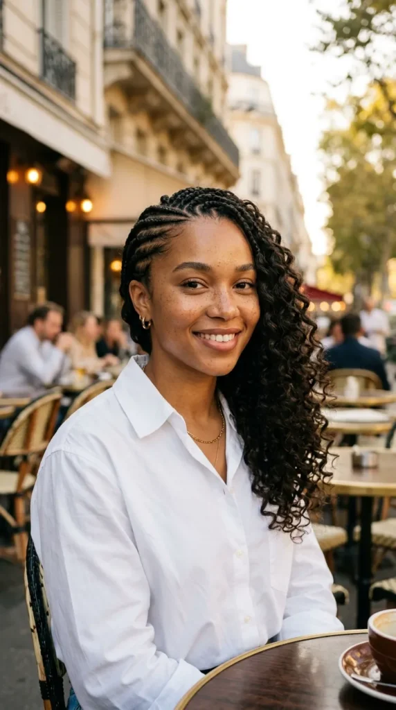 Side Cornrows with Loose Curls
