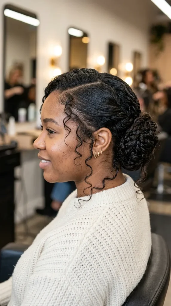Side-Swept Chignon with Loose Strands