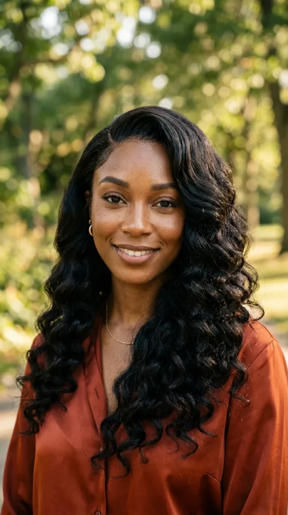 Side-Swept Deep Wave Hairstyle