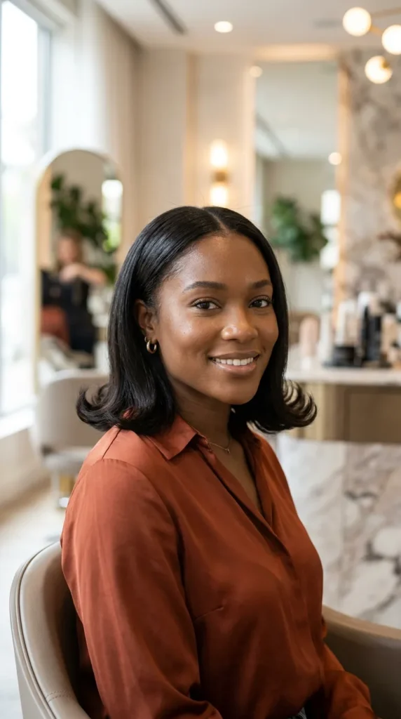 Sleek Bob with Curled Ends