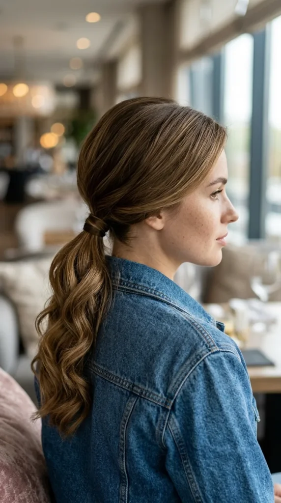 Soft Curled Low Ponytail