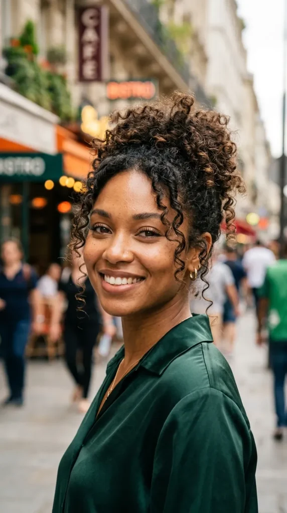 Soft Curly Updo with Tendrils