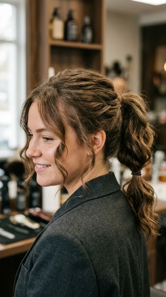 Textured Ponytail with Face-Framing Tendrils