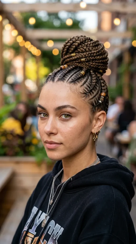 Tribal Braids into Bun