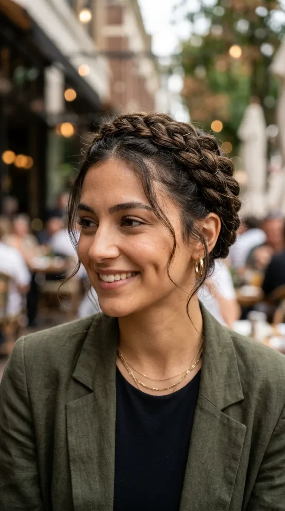 Twisted Halo Updo with Wispy Pieces