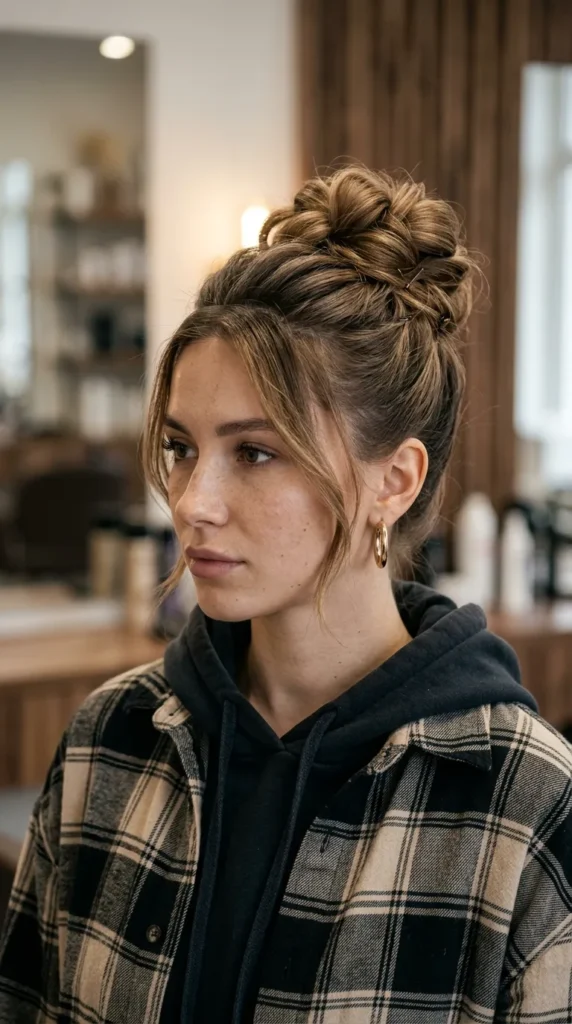 Voluminous Crown Bun for Long Hair