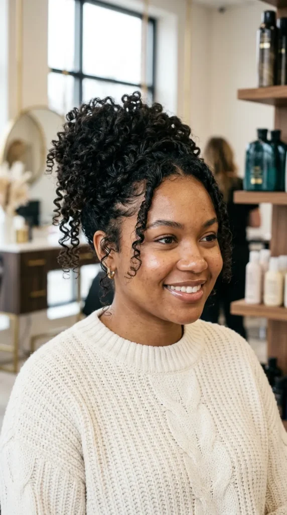 Waterfall Curly Updo