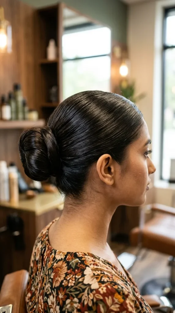 Wrapped Ponytail Bun with Sleek Finish
