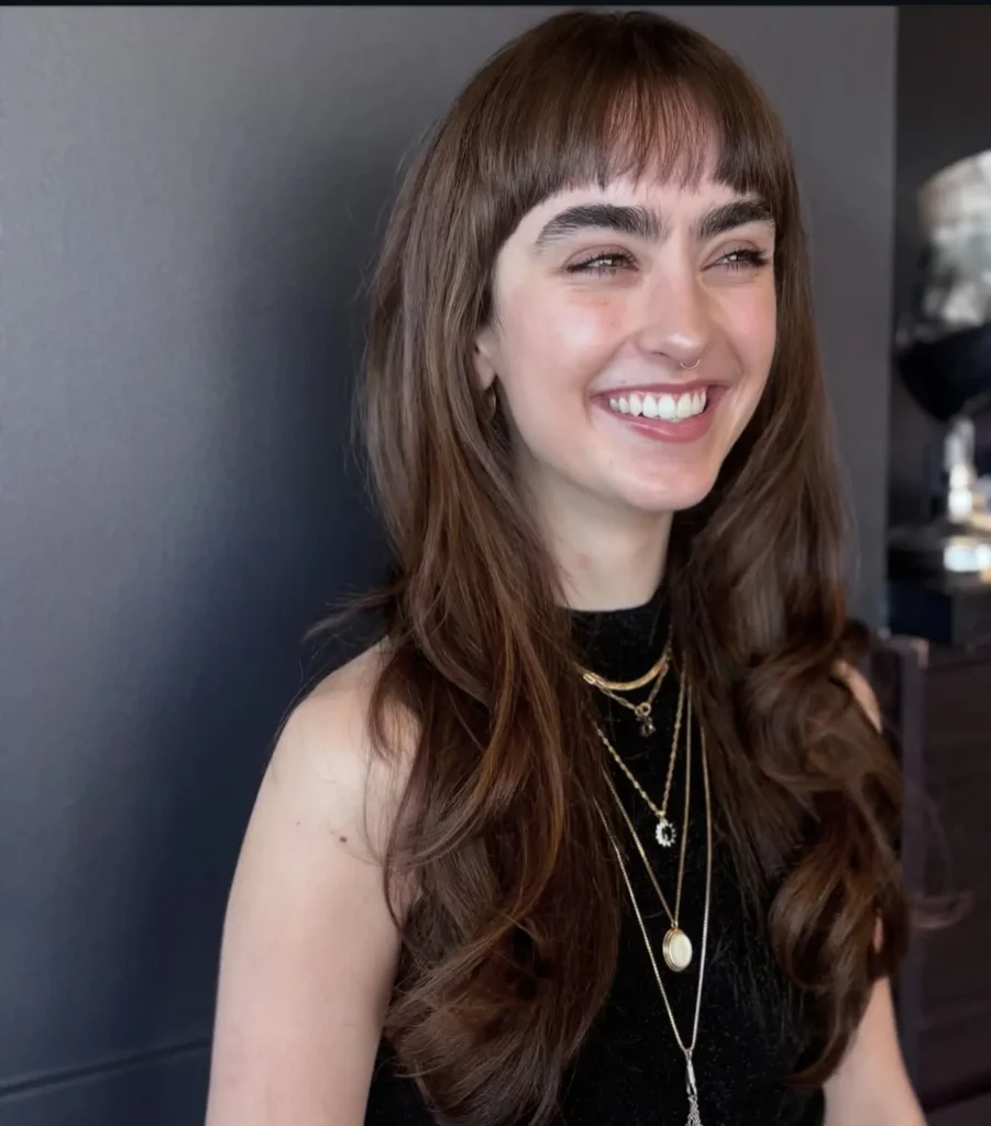Brunette Micro-Fringe with Long Layers