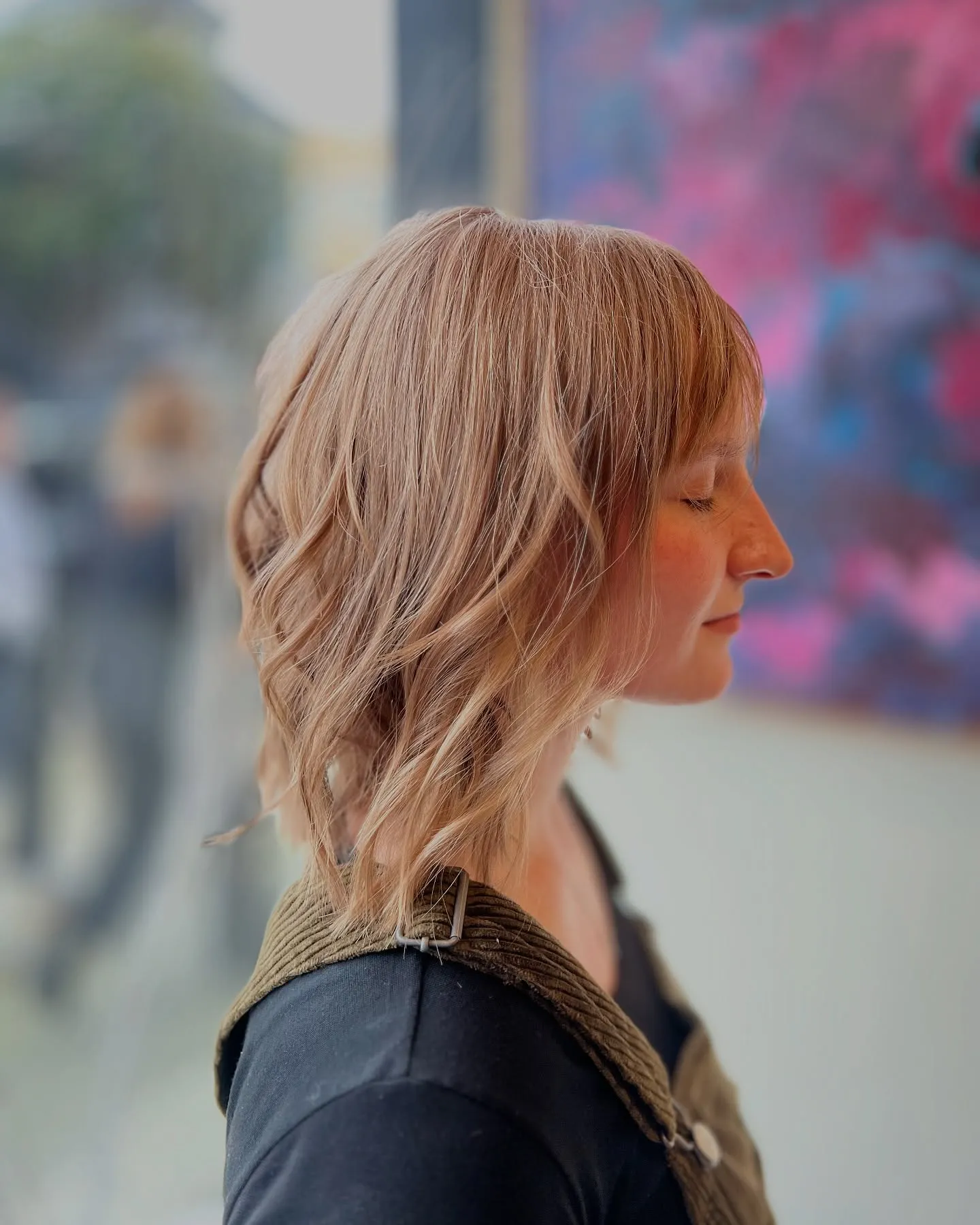 Piecey Strawberry Blonde with Wispy Bangs