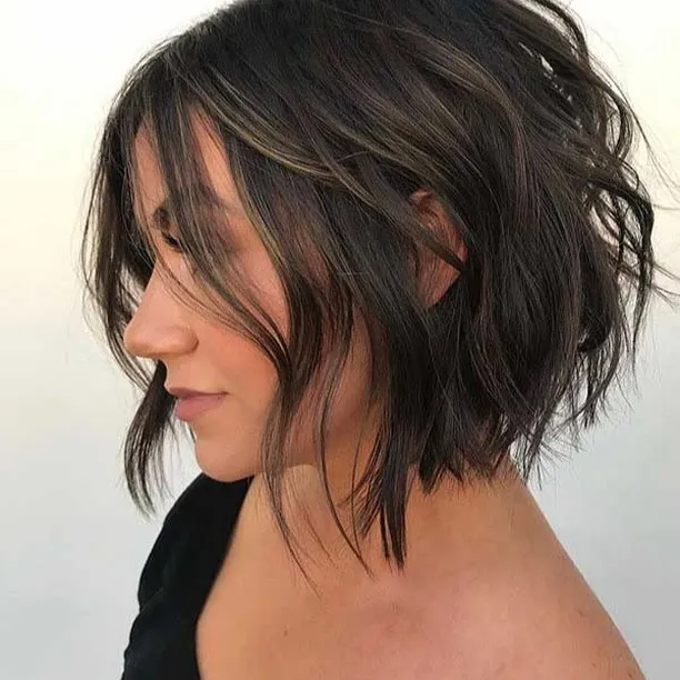 Shaggy Layered Brunette with Piecey Fringe