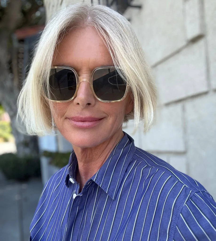The Chic Center-Parted Platinum Bob