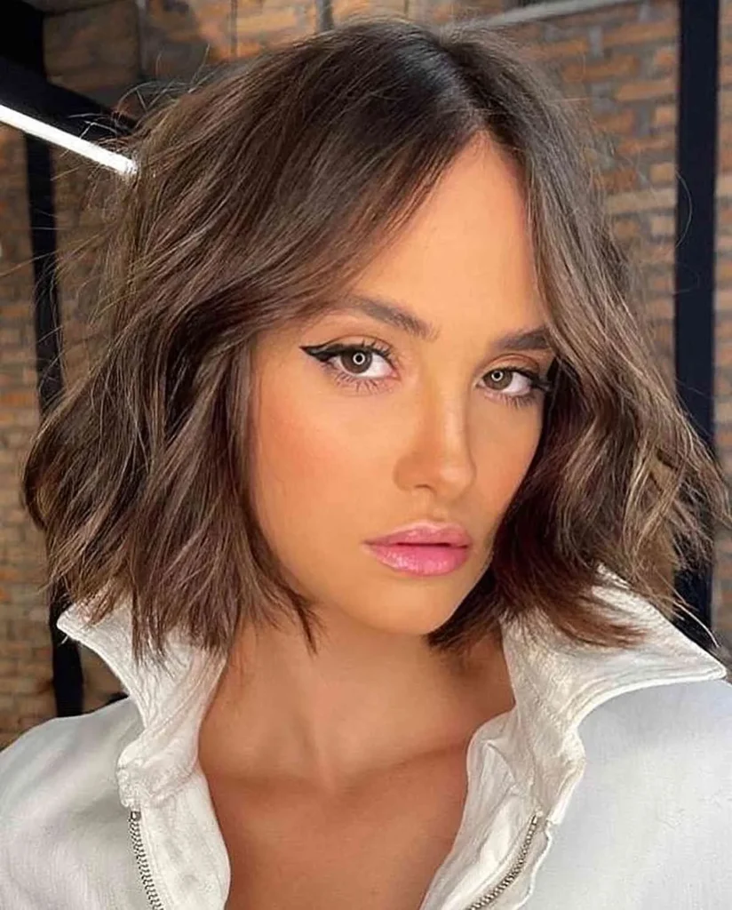 the classic centerparted brunette bob