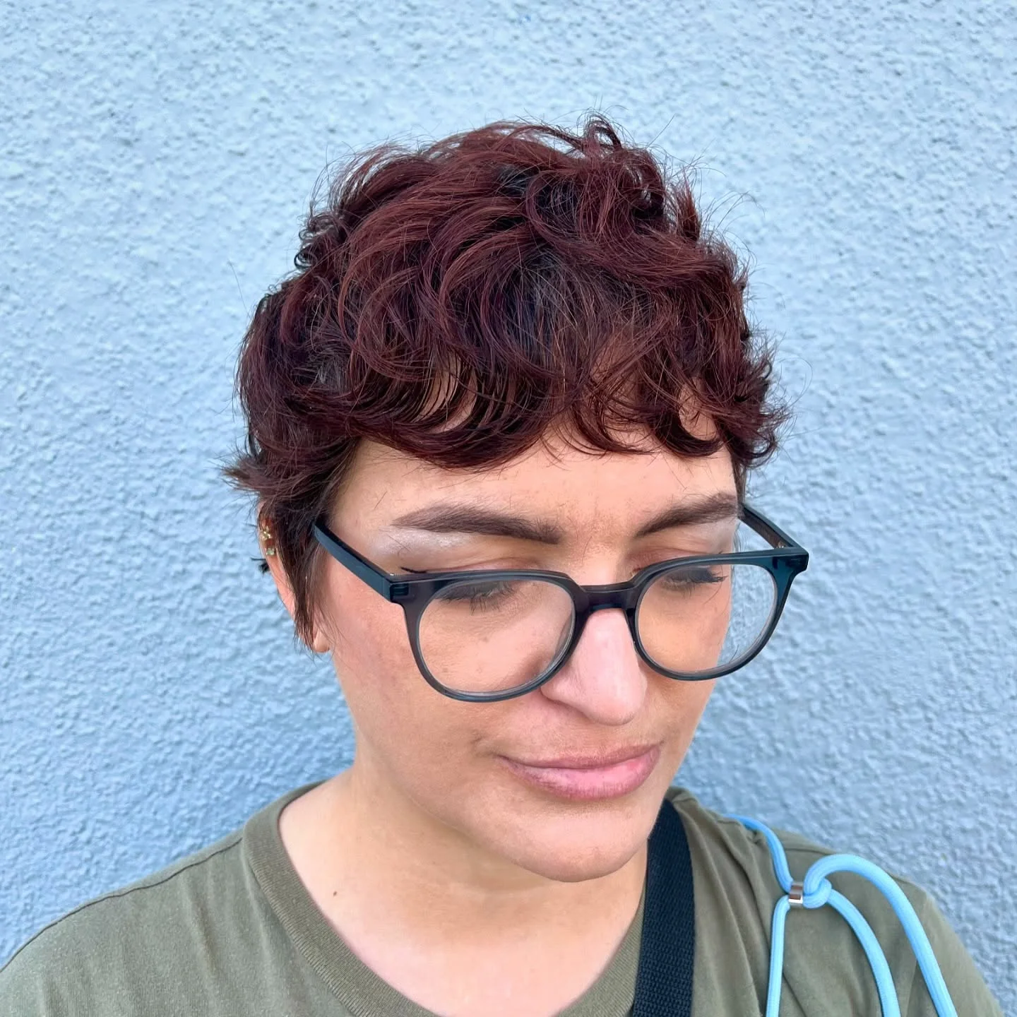 The Rich Burgundy Curly Pixie