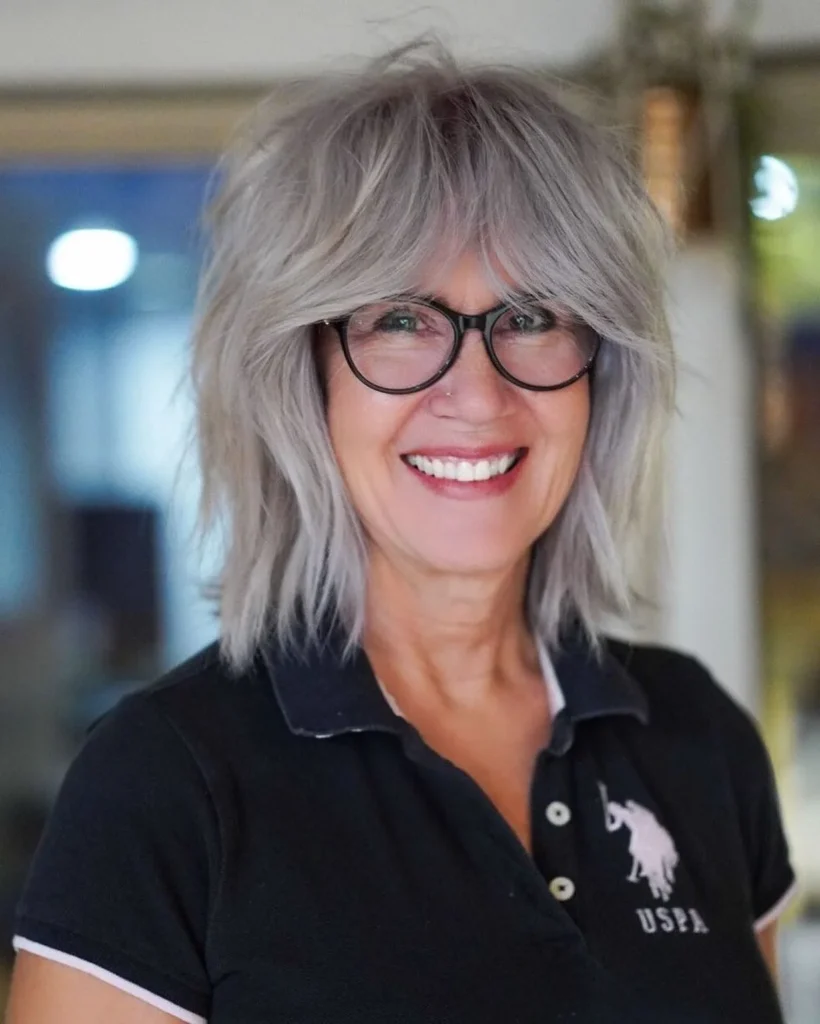 The Silver Shag with Face-Framing Fringe