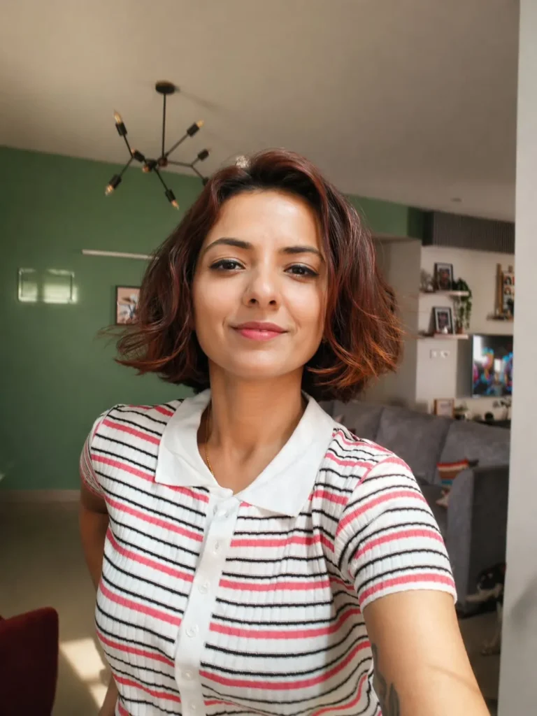 voluminous coppertoned messy bob